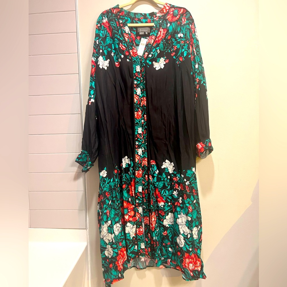 NWT Anthropologie Midi Shirt Dress-Black Motif